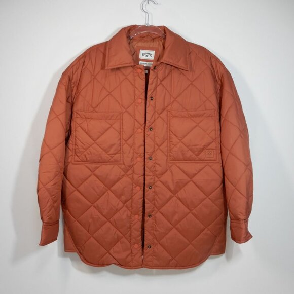 Billabong Transport Shacket Snap Front Overshirt Jacket Size L Rust Quilted NEW - Picture 5 of 12
